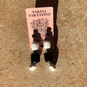 SOLD: Tarina Tarantino black and white vintage drop earrings